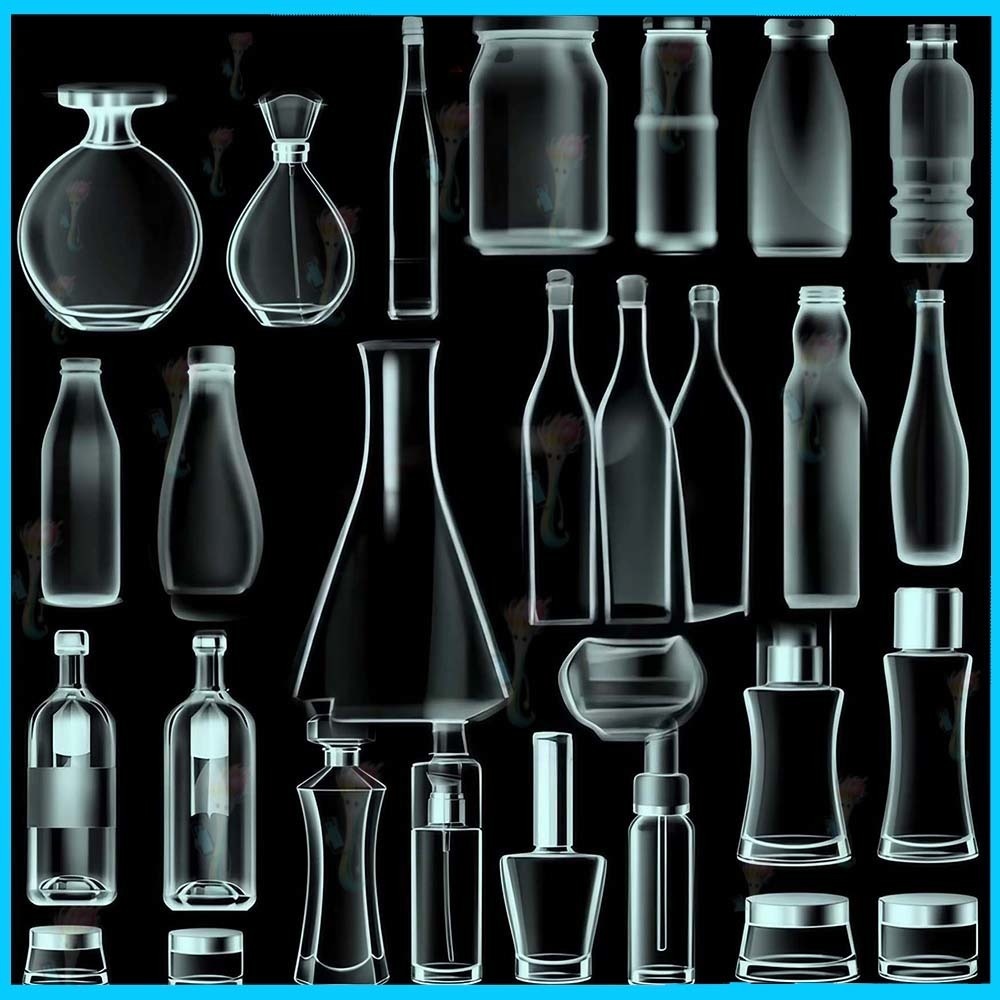 プロクリエイト&Photoshop用 36種 ガラス瓶・容器ブラシセット - 透明感・液体・アイテム表現素材