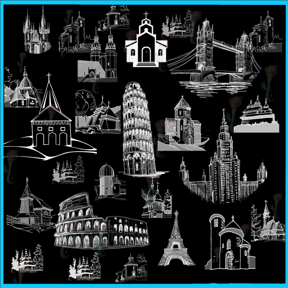 プロクリエイト&Photoshop用 36種 ヨーロピアン建築ブラシセット - 手描き風・街並み・背景素材