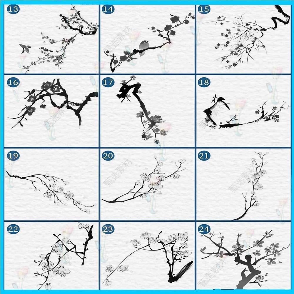 Procreate&Photoshop用 梅の花と枝のブラシセット36種類 - 和風、春、植物表現素材