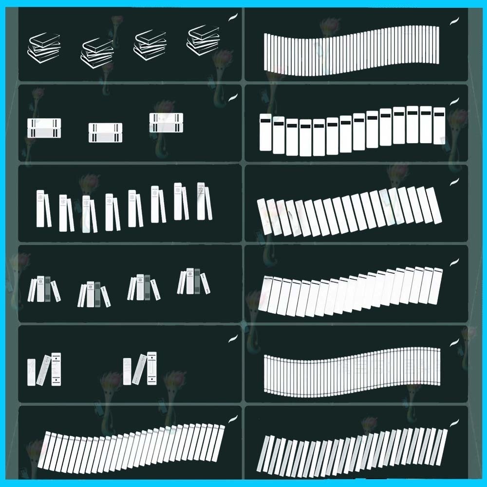 ProcreateとPhotoshop用の36種類の本と本棚ブラシセット - 書籍、図書館、背景、学習教材