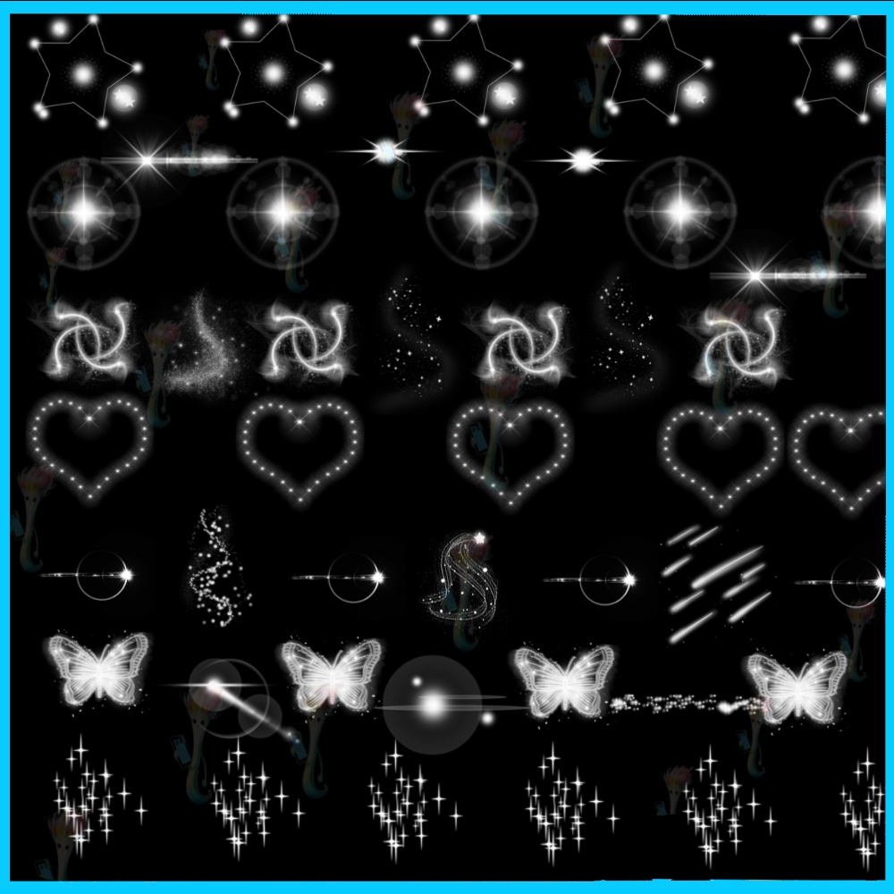 ProcreateとPhotoshop用の40種類の光効果装飾ブラシセット - キラキラ輝く幻想的な背景素材