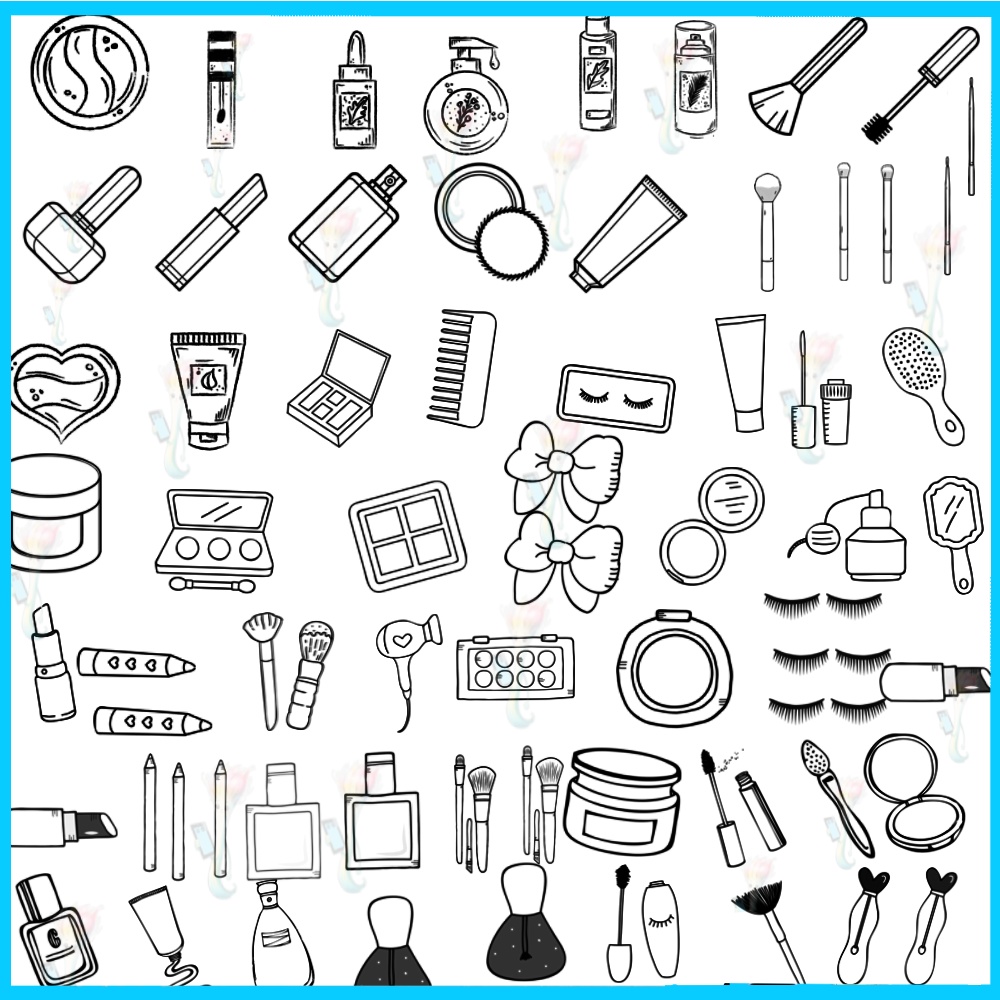 ProcreateとPhotoshop用の58種類のメイクツールと化粧ブラシセット - 美容・ファッション・イラスト素材