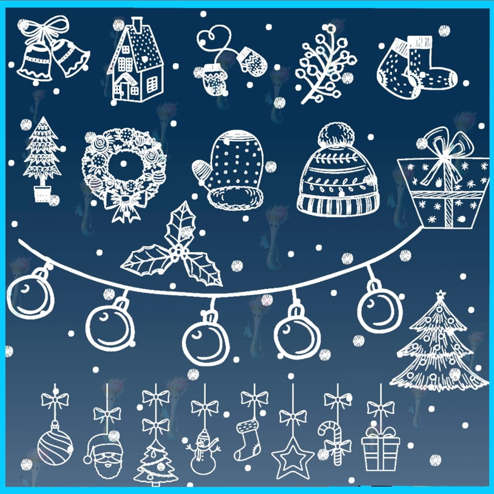 プロクリエイト&Photoshop用 60種 クリスマスブラシセット - サンタ・雪だるま・ツリー・冬の装飾素材