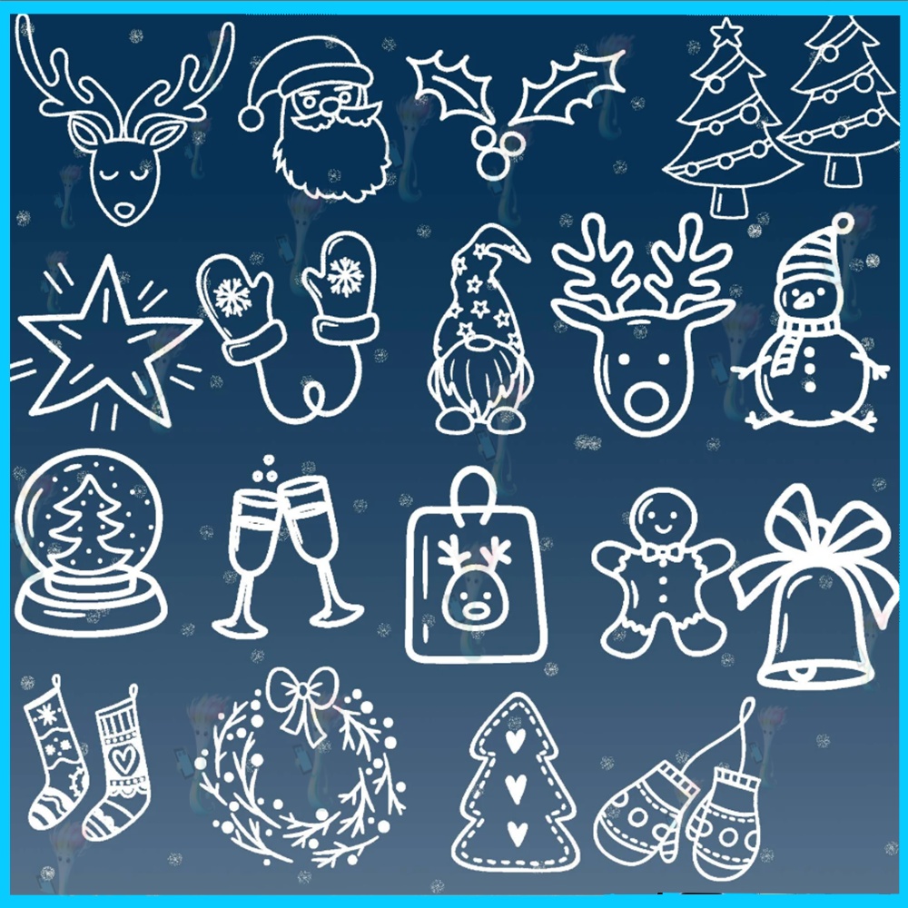 プロクリエイト&Photoshop用 60種 クリスマスブラシセット - サンタ・雪だるま・ツリー・冬の装飾素材