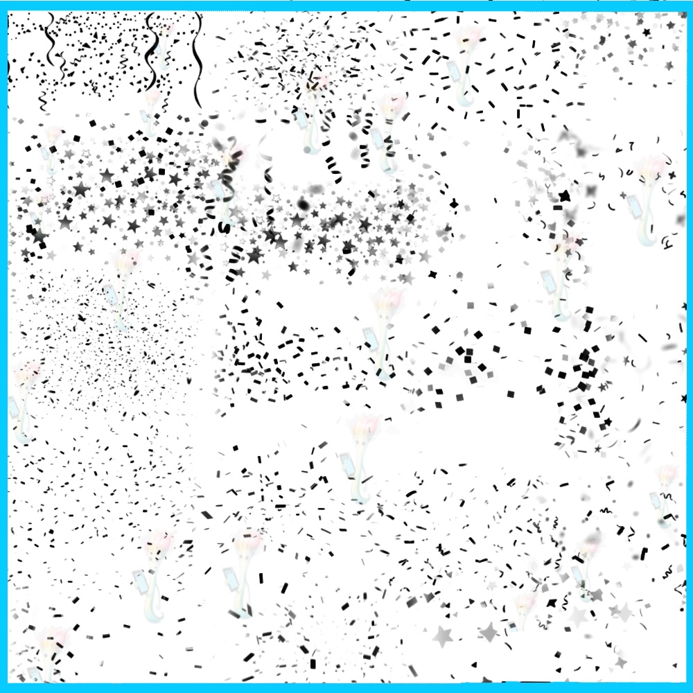 ProcreateとPhotoshop用の36種類のリボンと紙吹雪のブラシセット - お祝い、パーティー、キラキラ効果の素材