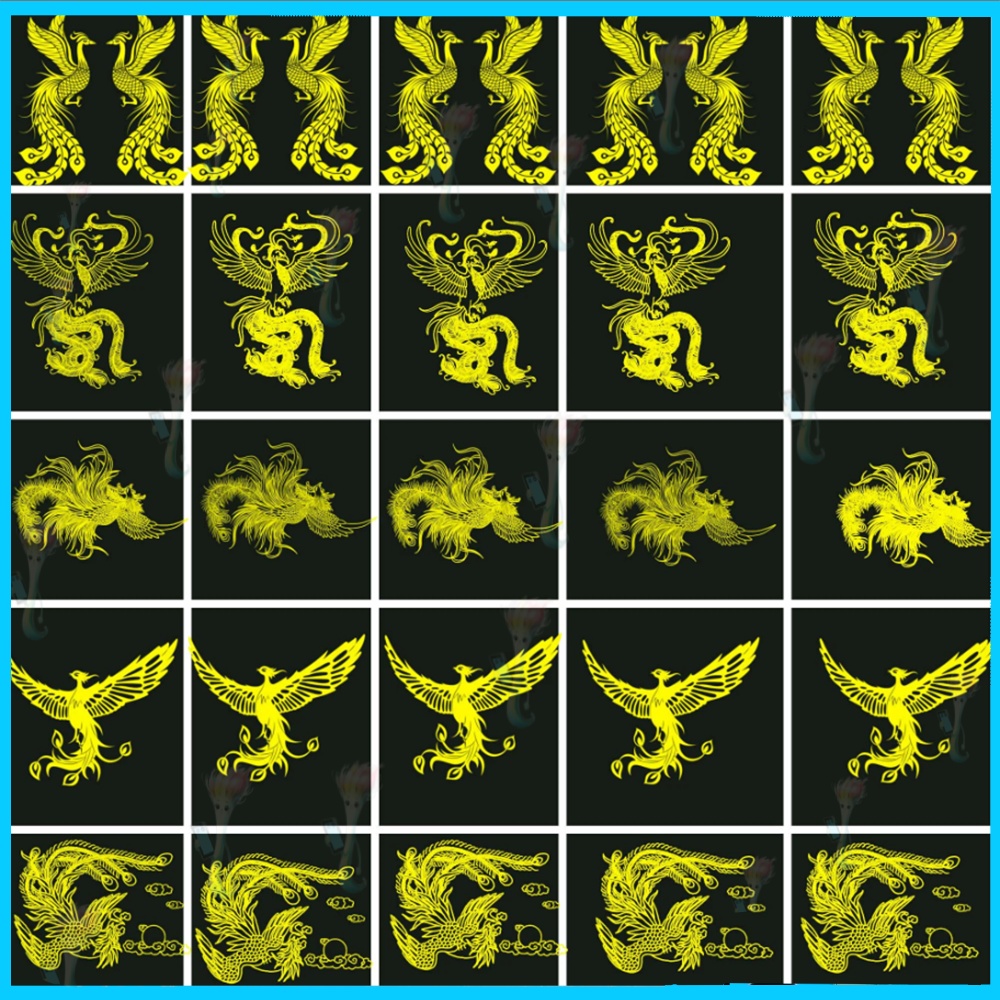 プロクリエイト&Photoshop用 36種 鳳凰・不死鳥スタンプブラシセット - 神話・和風・ファンタジーイラスト素材