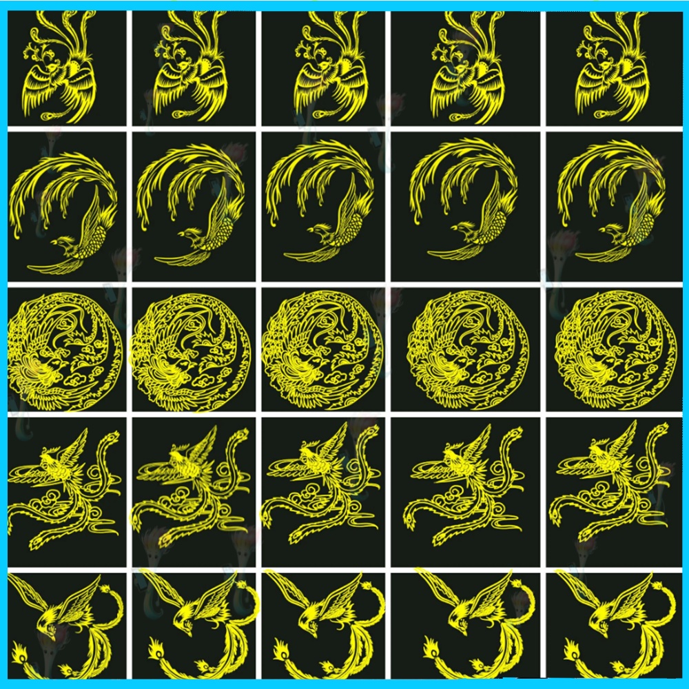 プロクリエイト&Photoshop用 36種 鳳凰・不死鳥スタンプブラシセット - 神話・和風・ファンタジーイラスト素材