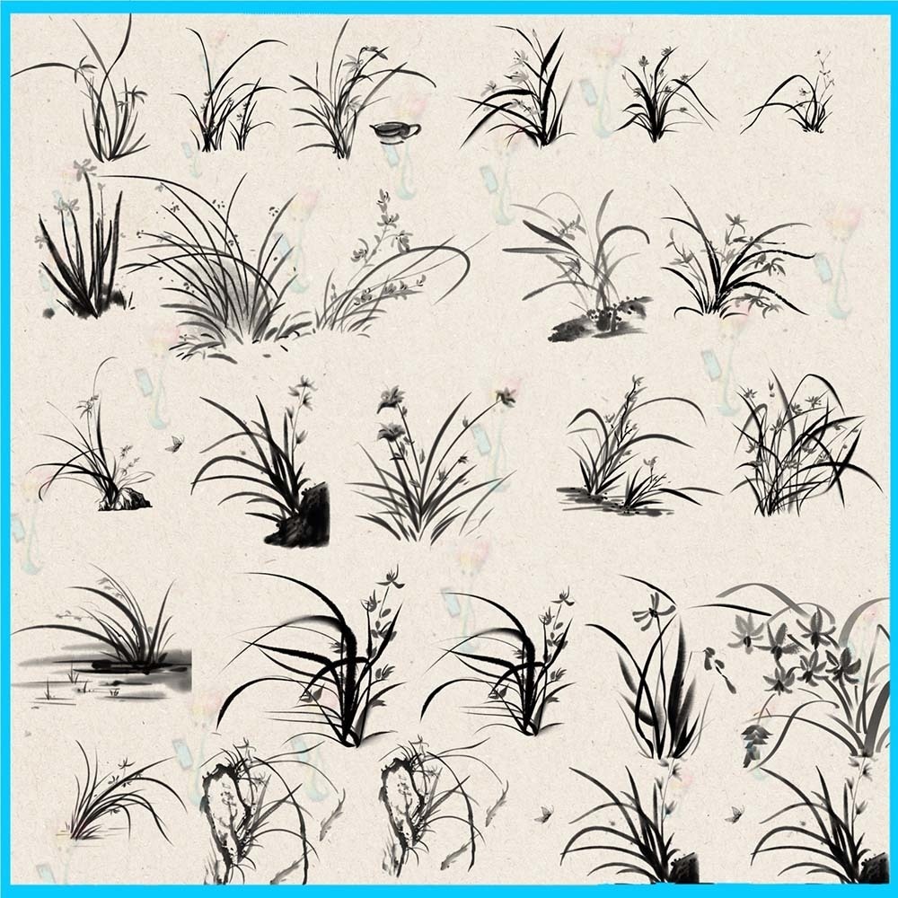 ProcreateとPhotoshop用の22種類の伝統的な中国の蝶のスタンプブラシセット - 和風、アジア風、装飾的なデザイン素材