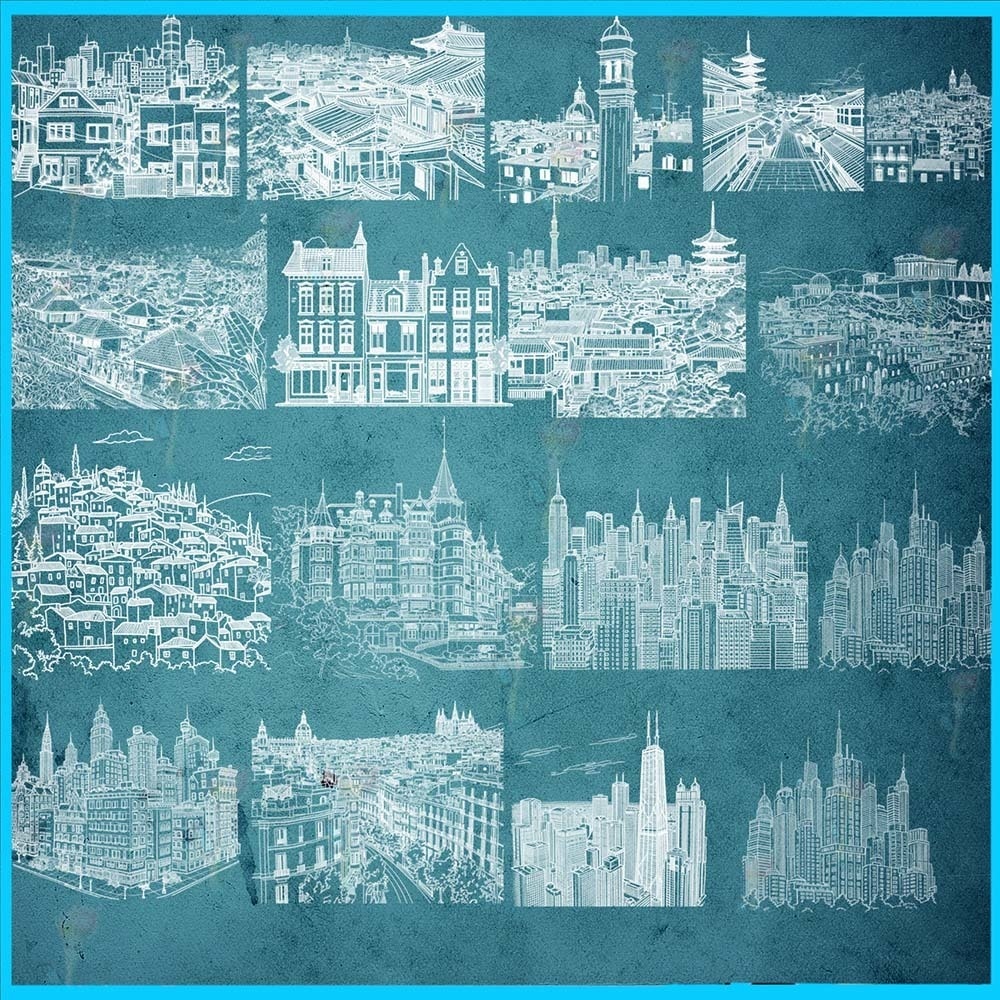 プロクリエイト&Photoshop用 46種 古都・東洋の風景ブラシセット - 伝統建築・背景イラスト素材