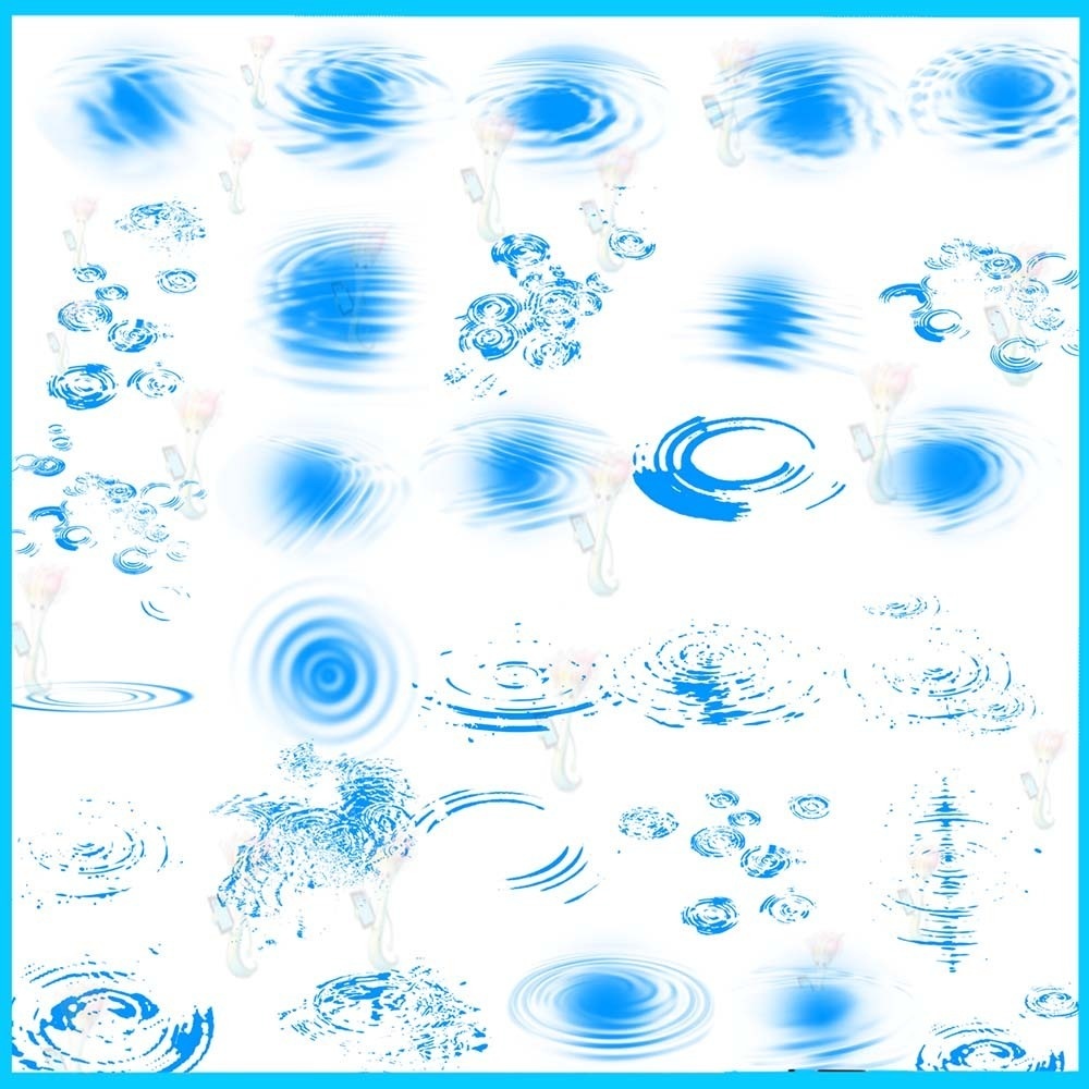 ProcreateとPhotoshop用の54種類の水面と波紋ブラシセット - 自然風景、エフェクト、デジタルアート素材