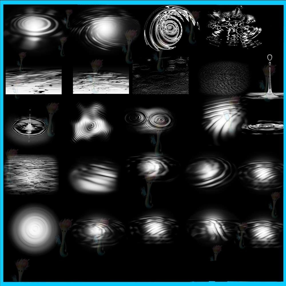 ProcreateとPhotoshop用の54種類の水面と波紋ブラシセット - 自然風景、エフェクト、デジタルアート素材