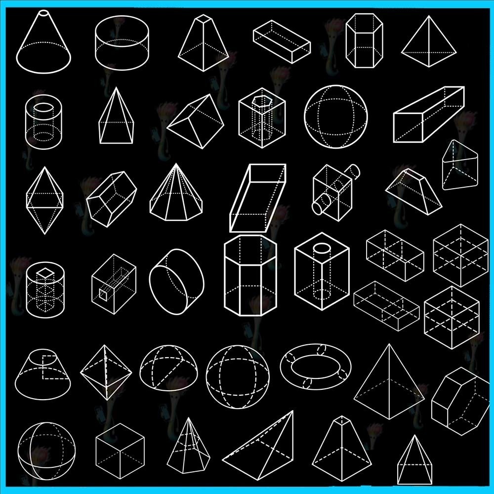 プロクリエイト&Photoshop用 60種 立体幾何学図形・パースブラシセット - デッサン・背景・デザイン素材