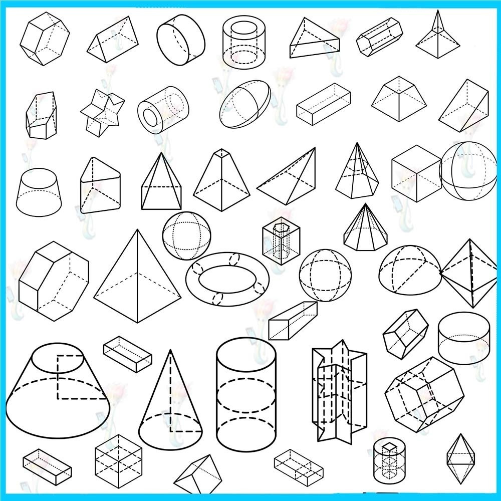 プロクリエイト&Photoshop用 60種 立体幾何学図形・パースブラシセット - デッサン・背景・デザイン素材