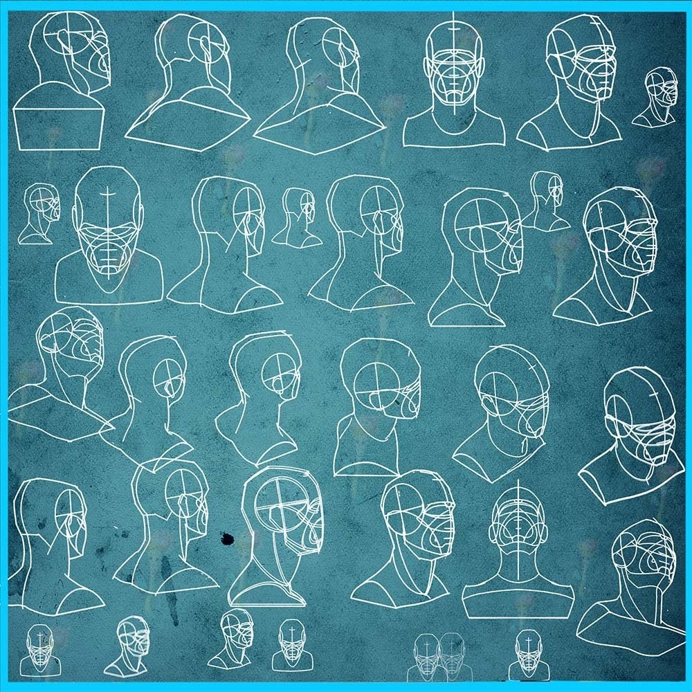 ProcreateとPhotoshop用の36種類の頭部と顔の解剖ブラシセット - 人物画、デッサン、イラスト素材