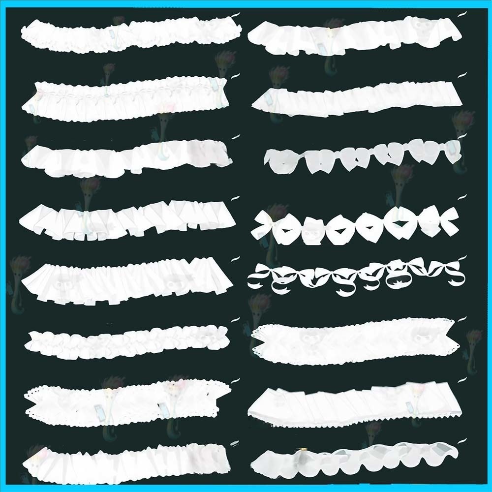 Procreate プロフェッショナル クロージング デザイン ブラシ セット、3D レースとフリル スカート ブラシ セット - プリーツ、リボン、クロージング マテリアル