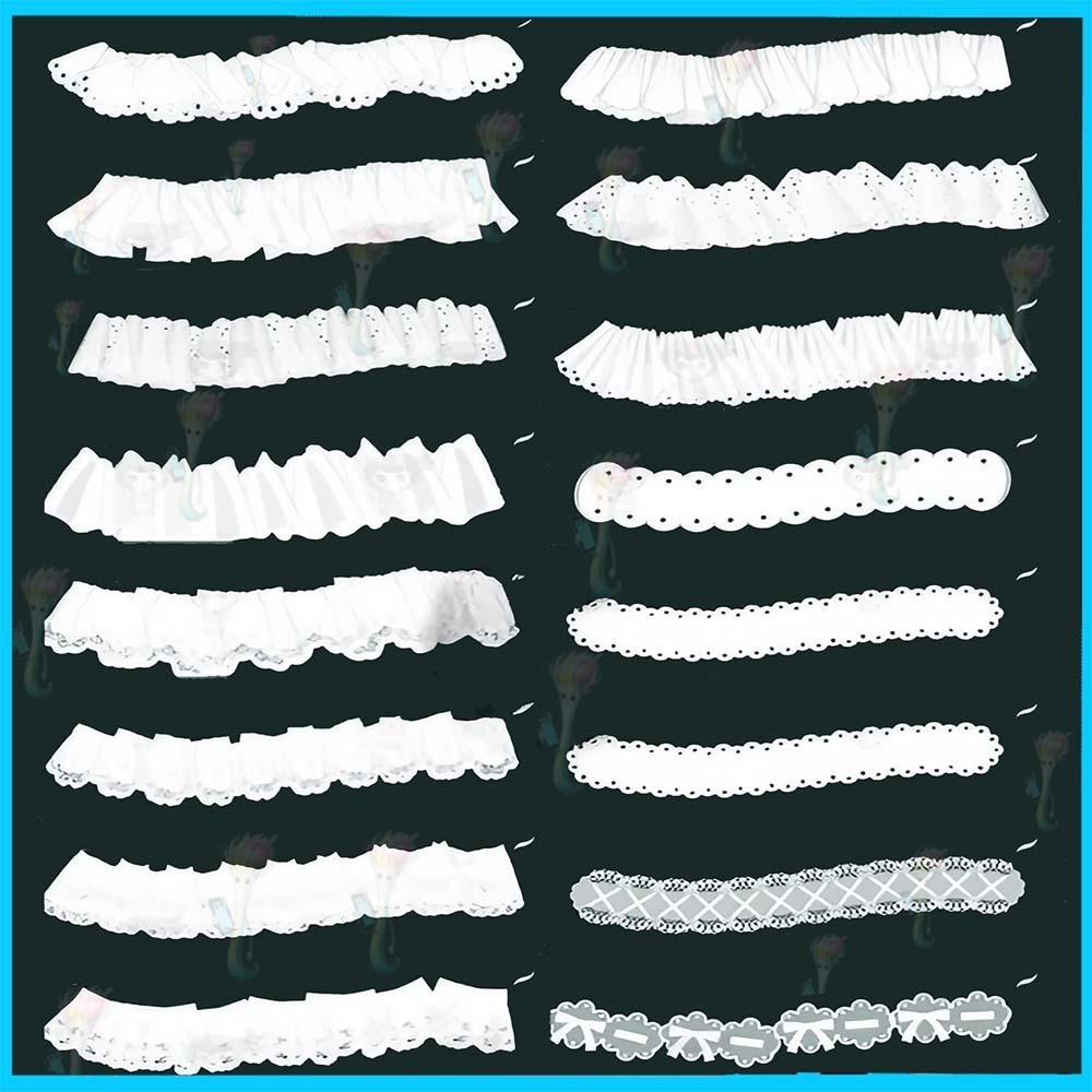 Procreate プロフェッショナル クロージング デザイン ブラシ セット、3D レースとフリル スカート ブラシ セット - プリーツ、リボン、クロージング マテリアル