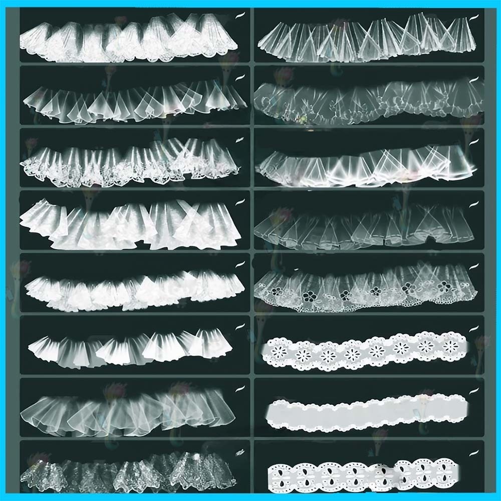 プロクリエイト用 36種 立体透明レース・フリルスカートブラシセット - ウェディングドレス・ファッションデザイン素材