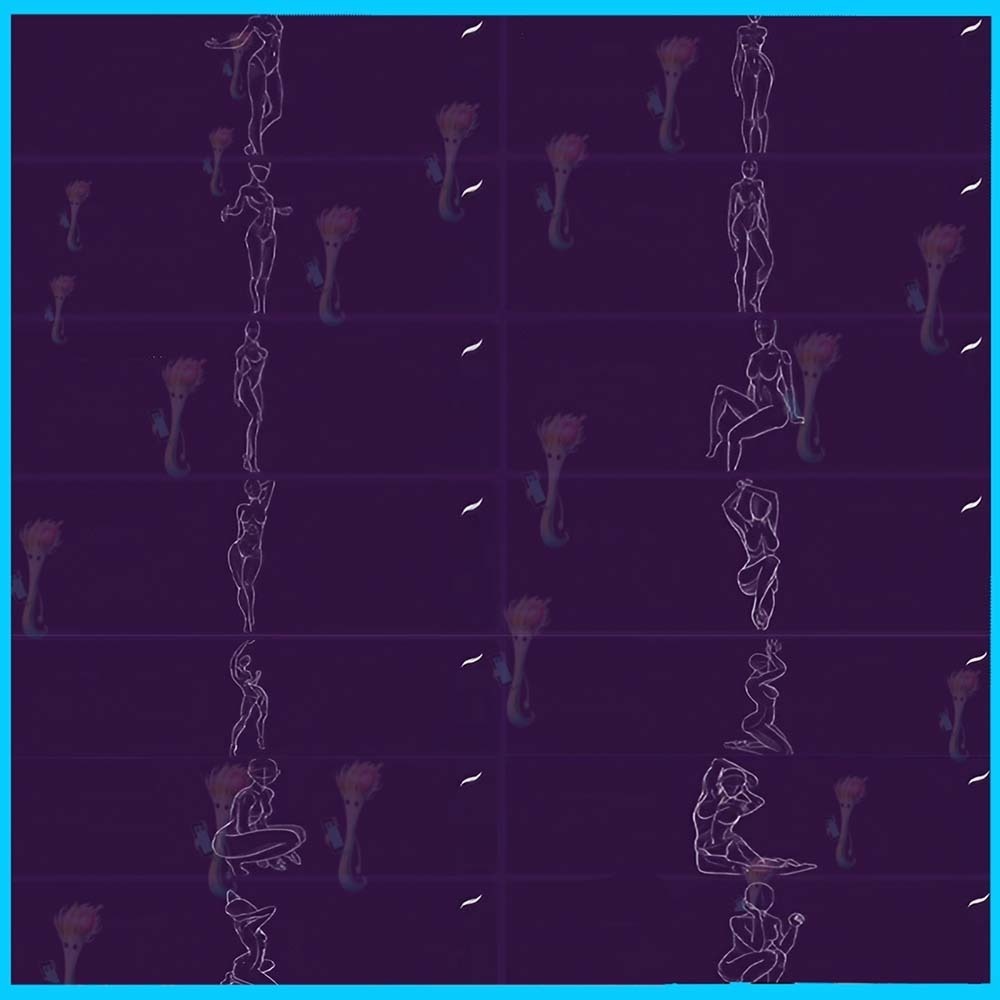 Procreate用 女性人体・ポーズ線画ブラシセット50種類 - アクションフィギュア・ボディ・描画・イラスト素材