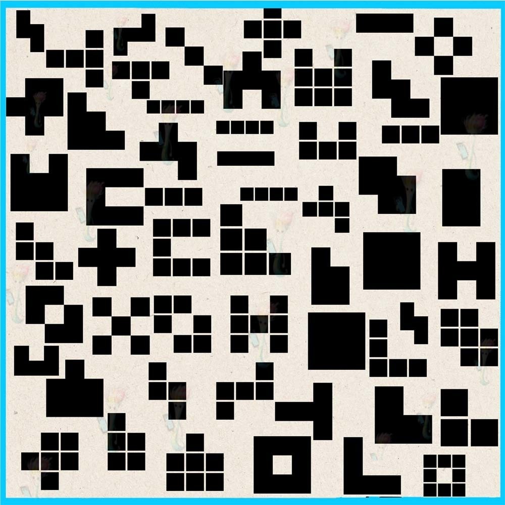 ProcreateとPhotoshop用のテトリス風幾何学ブロックパズルブラシセット60種類 - ゲーム、デコレーション、デザイン素材