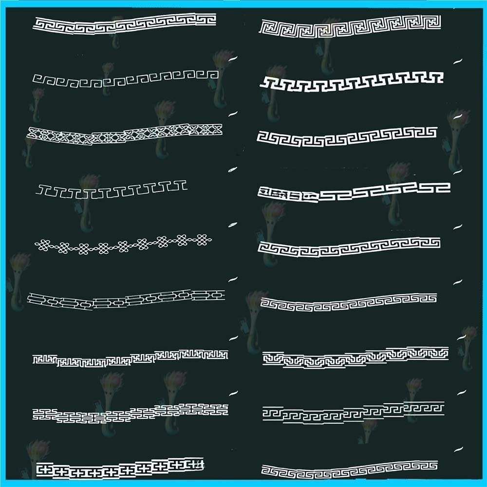 プロクリエイト&Photoshop用 25種 中国風・レトロ装飾ボーダーブラシセット - 漢服・襟元・古代模様素材