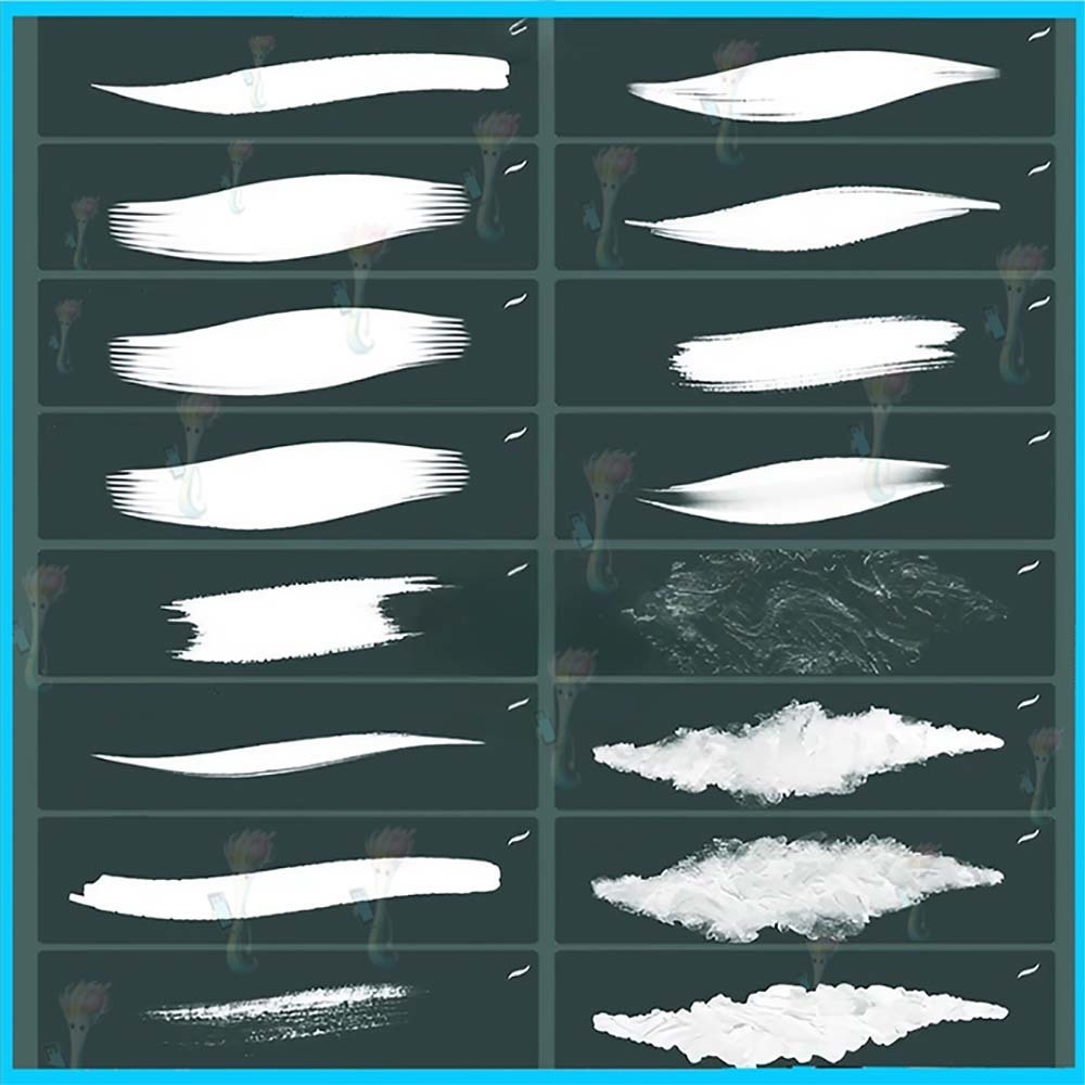 Procreate用のリアルな油絵と太いブラシセット38種類 - グアッシュ、アクリル絵の具、キャンバステクスチャシミュレーション