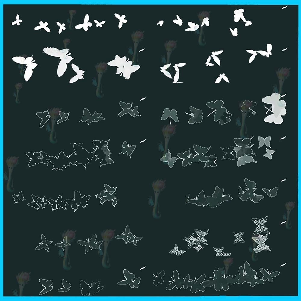 Procreate 用の美しい2色の蝶と飛翔昆虫ブラシセット35種類 - イラスト、デコレーション、装飾素材