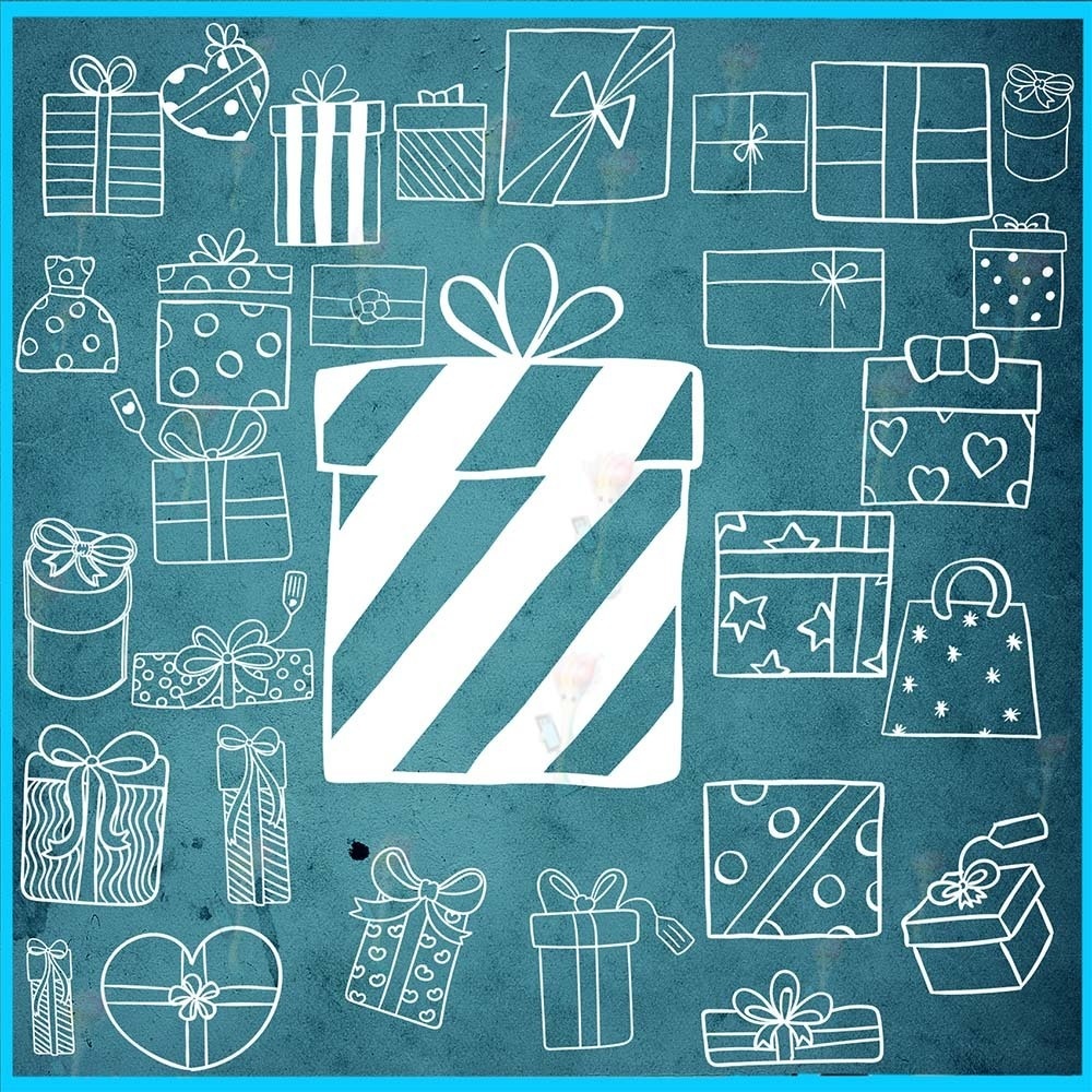 ProcreateとPhotoshop用のギフトボックスとプレゼントブラシセット60種類 - かわいい線画、デコレーション、イラスト