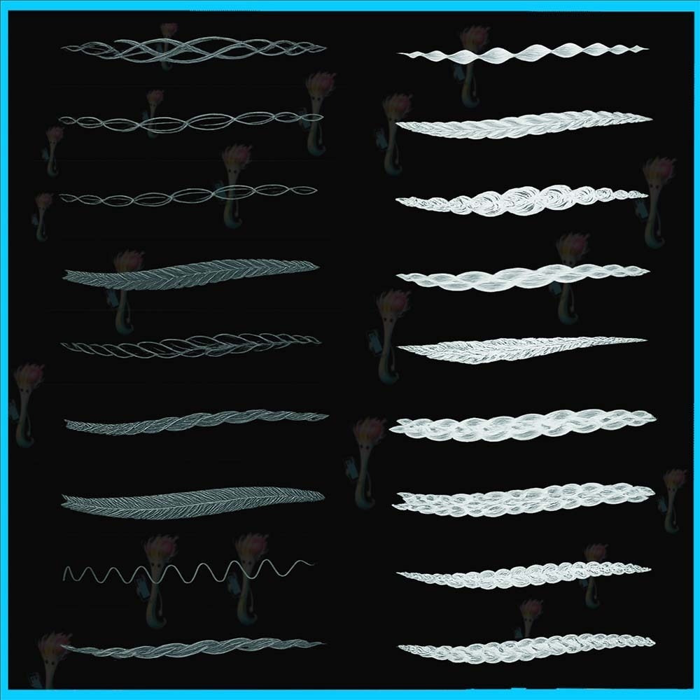 Procreate 用の30 種類のポニーテール、三つ編み、ヘアペイントブラシセット - ポートレート、ヘア、巻き毛の素材