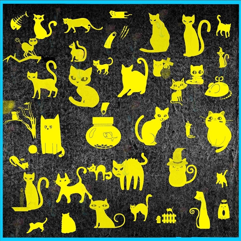 プロクリエイト&Photoshop用 60種 可愛い猫シルエットブラシセット - 子猫・漫画風・装飾・イラスト素材