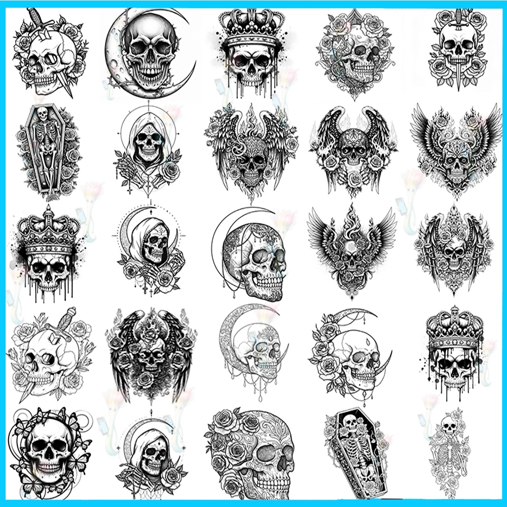 スカル/タトゥースタンプブラシ (Ps/Procreate対応) | ゴシック・ダーク・ホラー素材集