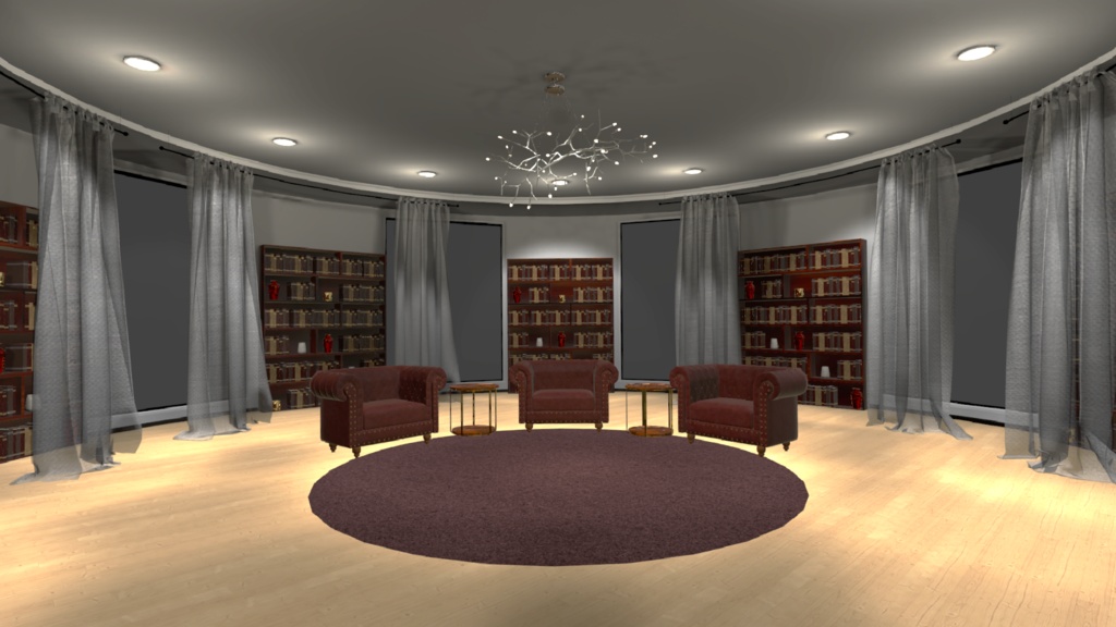Circular Room and Furniture Props Designed for VRC