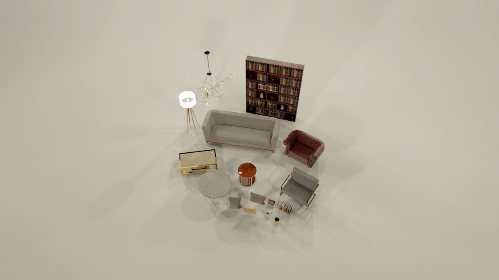 Circular Room and Furniture Props Designed for VRC