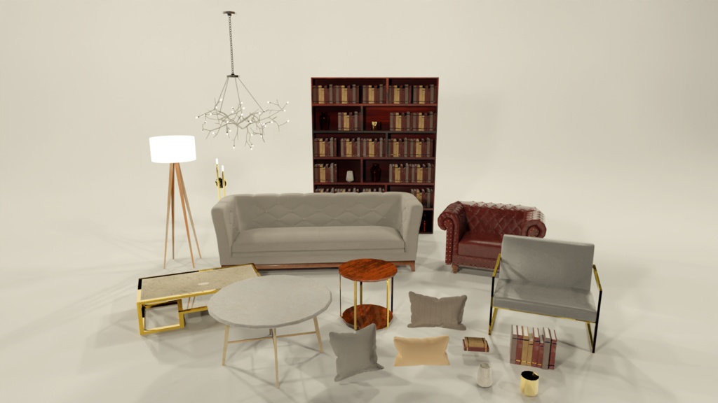 Circular Room and Furniture Props Designed for VRC