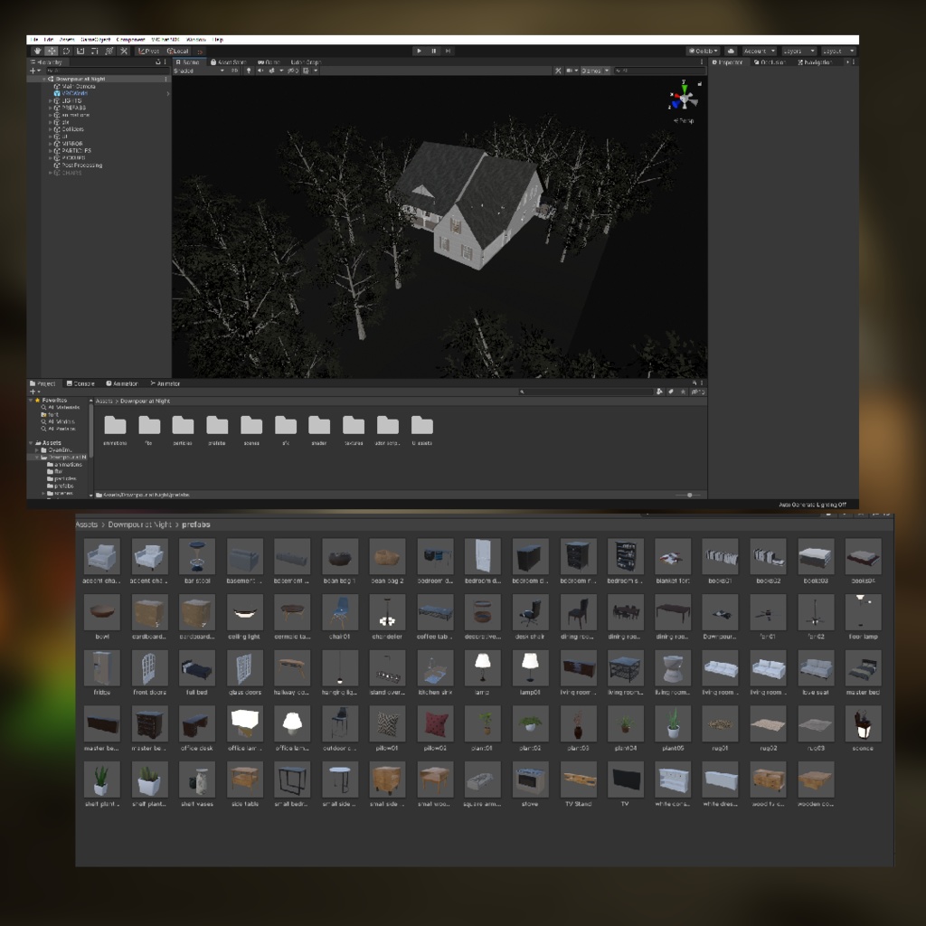 VRChat House World Downpour at Night Thunderstorm