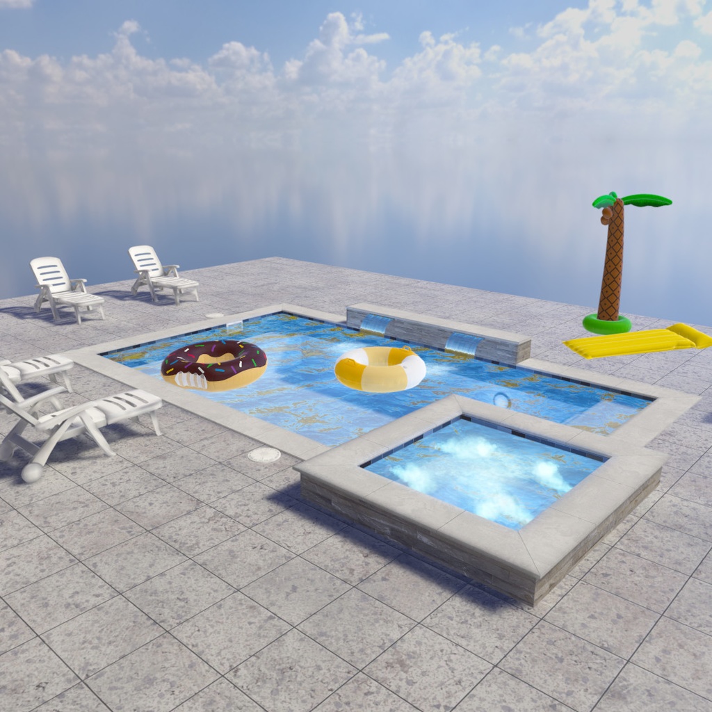 Pool Props Unity VRChat Inflatable Tubes and Patio Furniture
