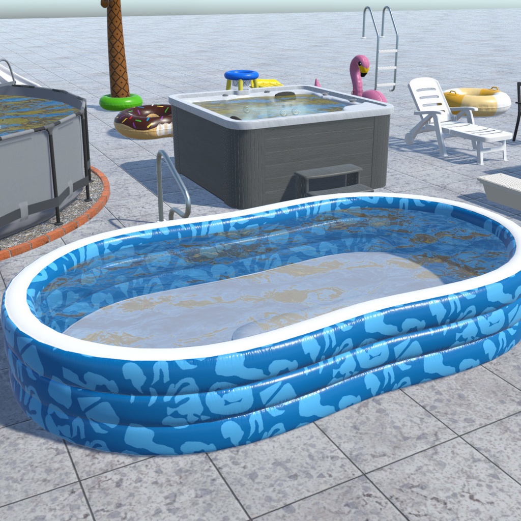 Pool Props Unity VRChat Inflatable Tubes and Patio Furniture
