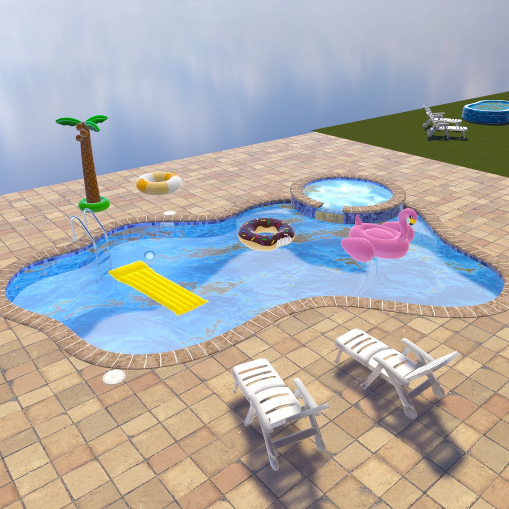 Pool Props Unity VRChat Inflatable Tubes and Patio Furniture