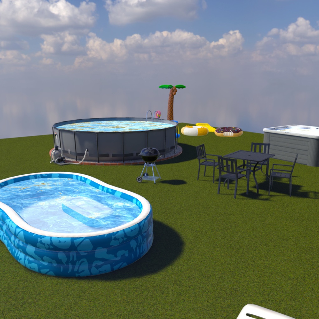 Pool Props Unity VRChat Inflatable Tubes and Patio Furniture