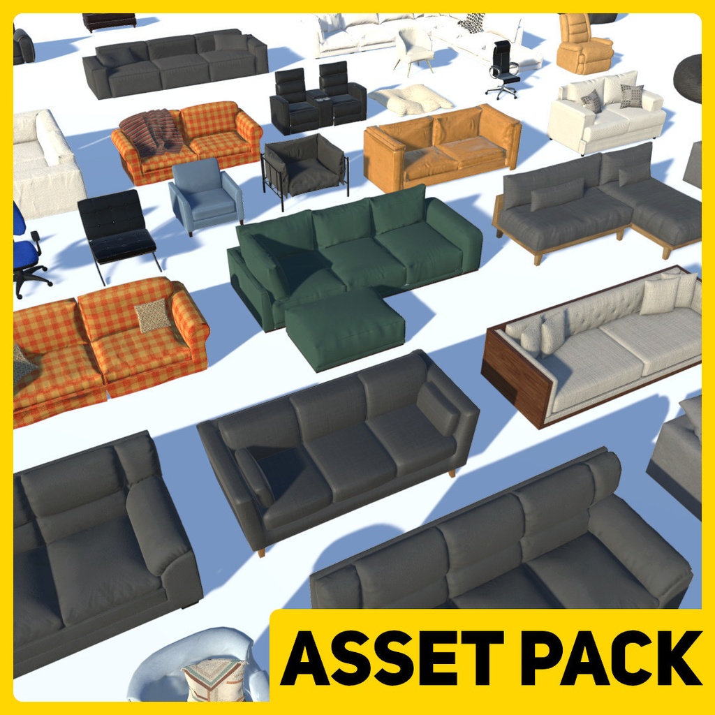 Couch and sofa Seating Pack 3D Props