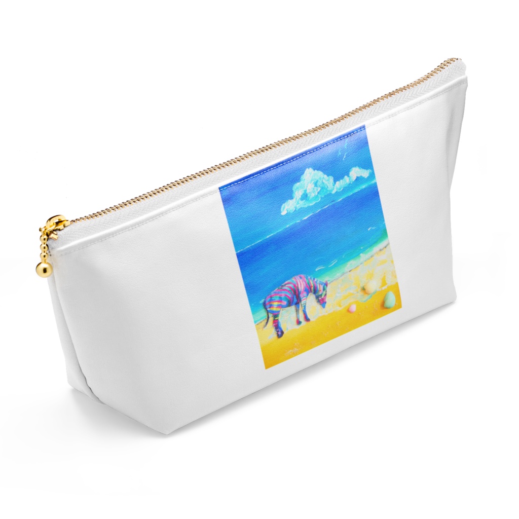 レインボージブラ ポーチ 青い海 しまうま 長さ21.5cm / 高さ10cm