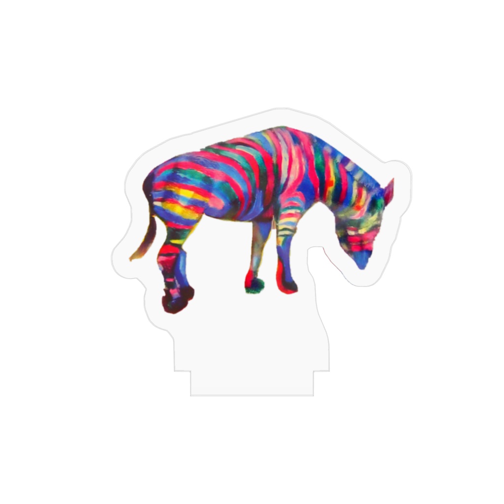 アクリルフィギュア 50x50mm レインボージブラ しまうま