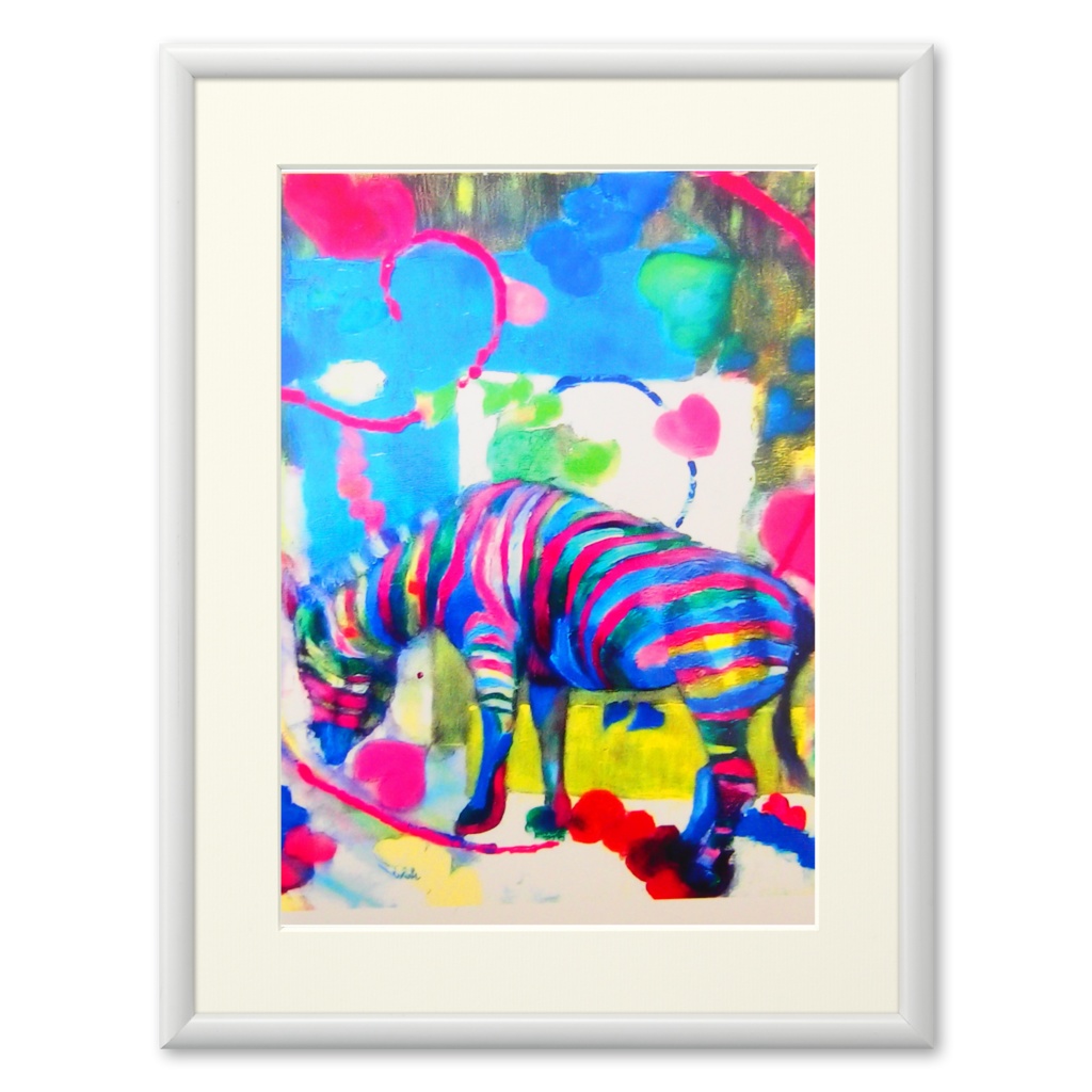 しまうまとバラ　反転作品　複製画　第２回カルチャー芸術展入選作品の複製