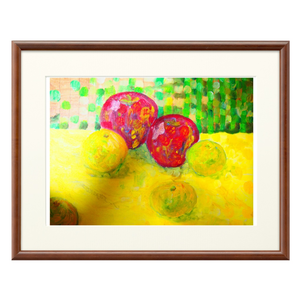 ポップリンゴ　反転　油絵の複製画