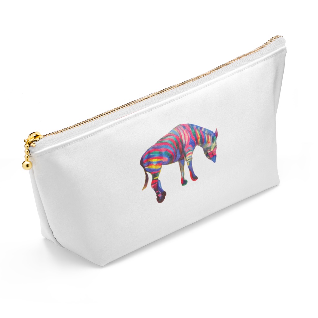 太陽とレインボージブラ ポーチ - 長さ21.5cm / 高さ10cm - ホワイト