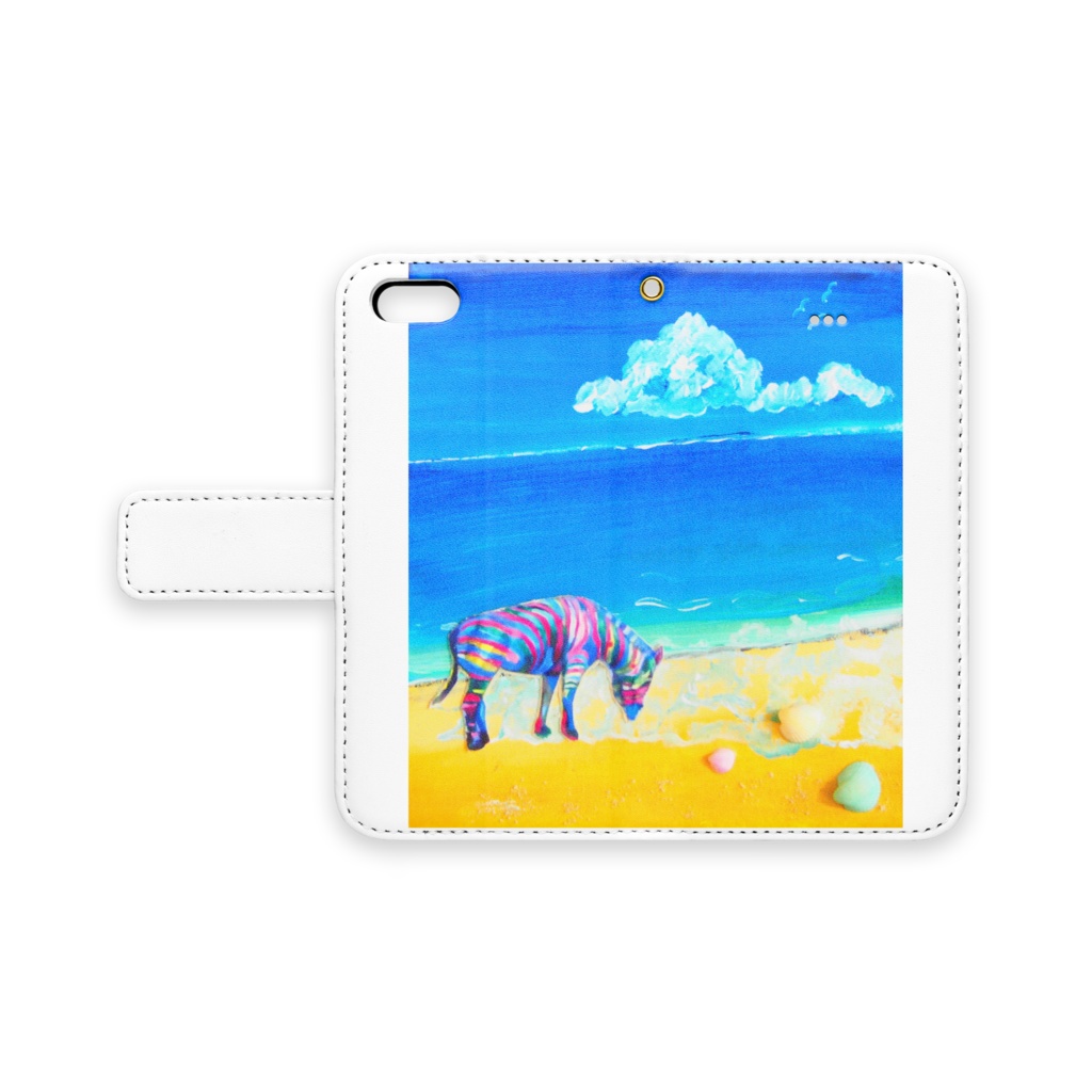 手帳型iPhoneケース - iPhone 5 / 5s / SE - ストラップ穴 あり 海とレインボージブラ