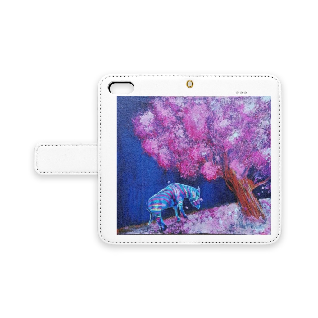 桜とレインボージブラ　手帳型iPhoneケース - iPhone 5 / 5s / SE - ストラップ穴 あり