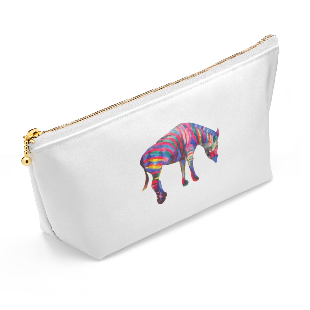 空飛ぶハミルン島とレインボージブラ ポーチ 長さ21.5cm / 高さ10cm ホワイト