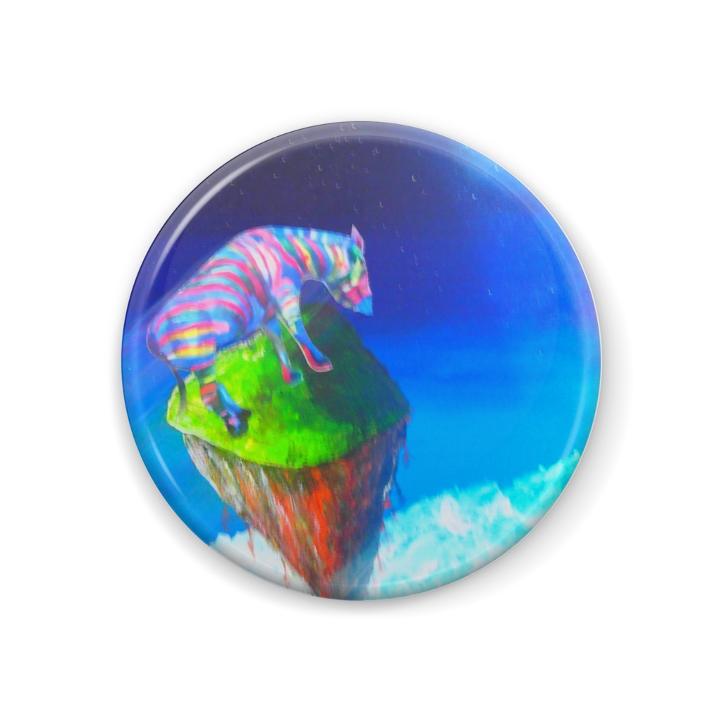 空飛ぶハミルン島とレインボージブラ 缶バッジ44mm