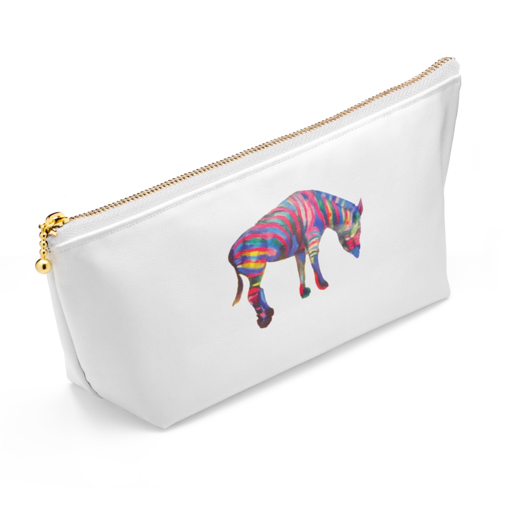 紅葉とレインボージブラ ポーチ - 長さ21.5cm / 高さ10cm - ホワイト