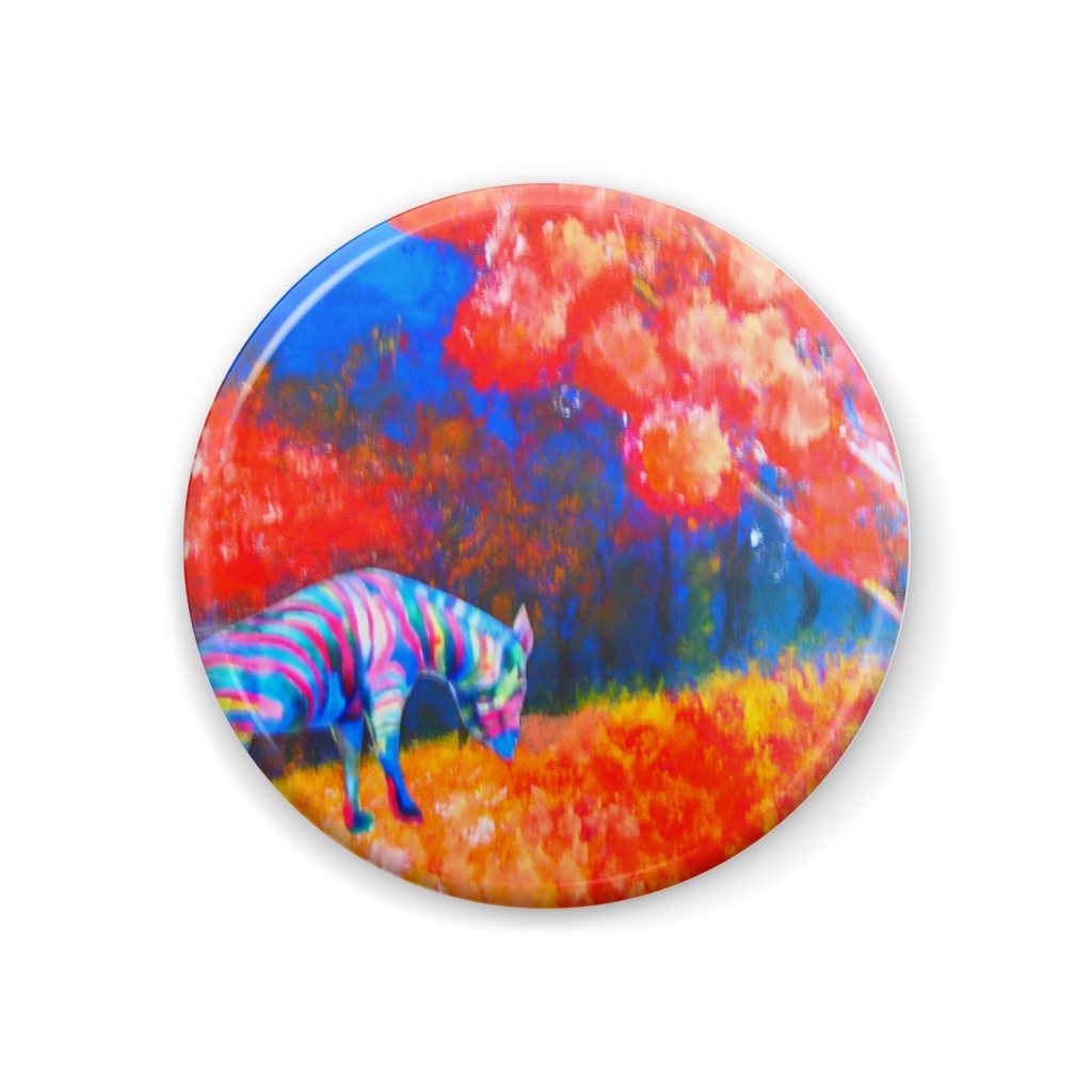 紅葉とレインボージブラ 缶バッジ - 44mm